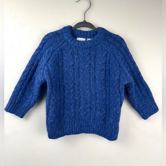 Zara Other - Zara Baby Boy Chunky Cable Knit‎ Crew Neck Fisherman Sweater Blue 9-12 Month